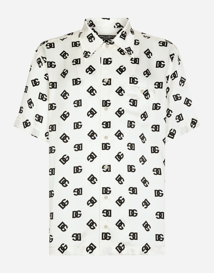 Silk Hawaiian shirt with DG Monogram print in Print for | Dolce&Gabbana® US
