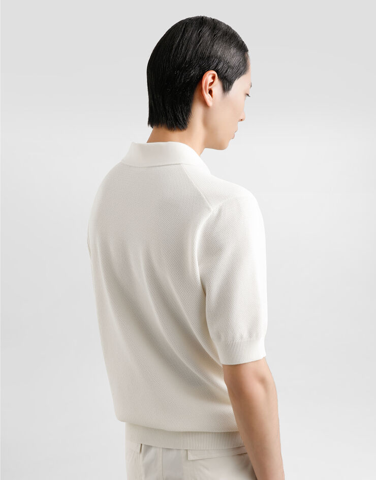 Dolce & Gabbana Polo in cotone con placca con logo Bianco GXZ02TJBCF5