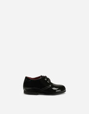 Dolce & Gabbana Patent leather derby shoes with logo Print DN0203AB271