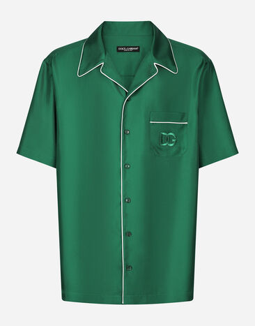Dolce & Gabbana Silk twill shirt with DG embroidery White VG6184VN287