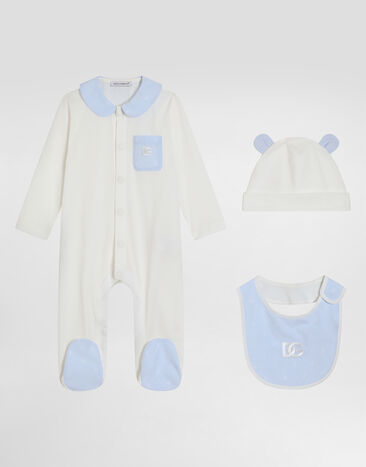 Dolce & Gabbana 3-piece jersey and jacquard gift set with DG logo and polka dots White L1JOAAG7N9U