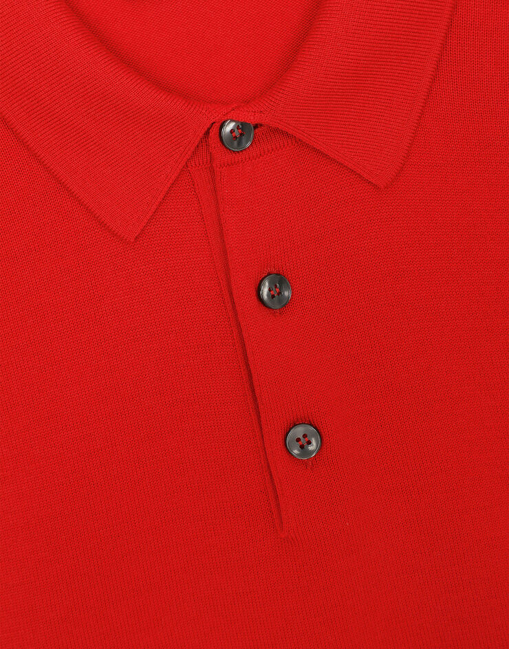 Dolce & Gabbana Pull polo en laine avec plaquette à logo Bordeaux GXO38TJCVC7