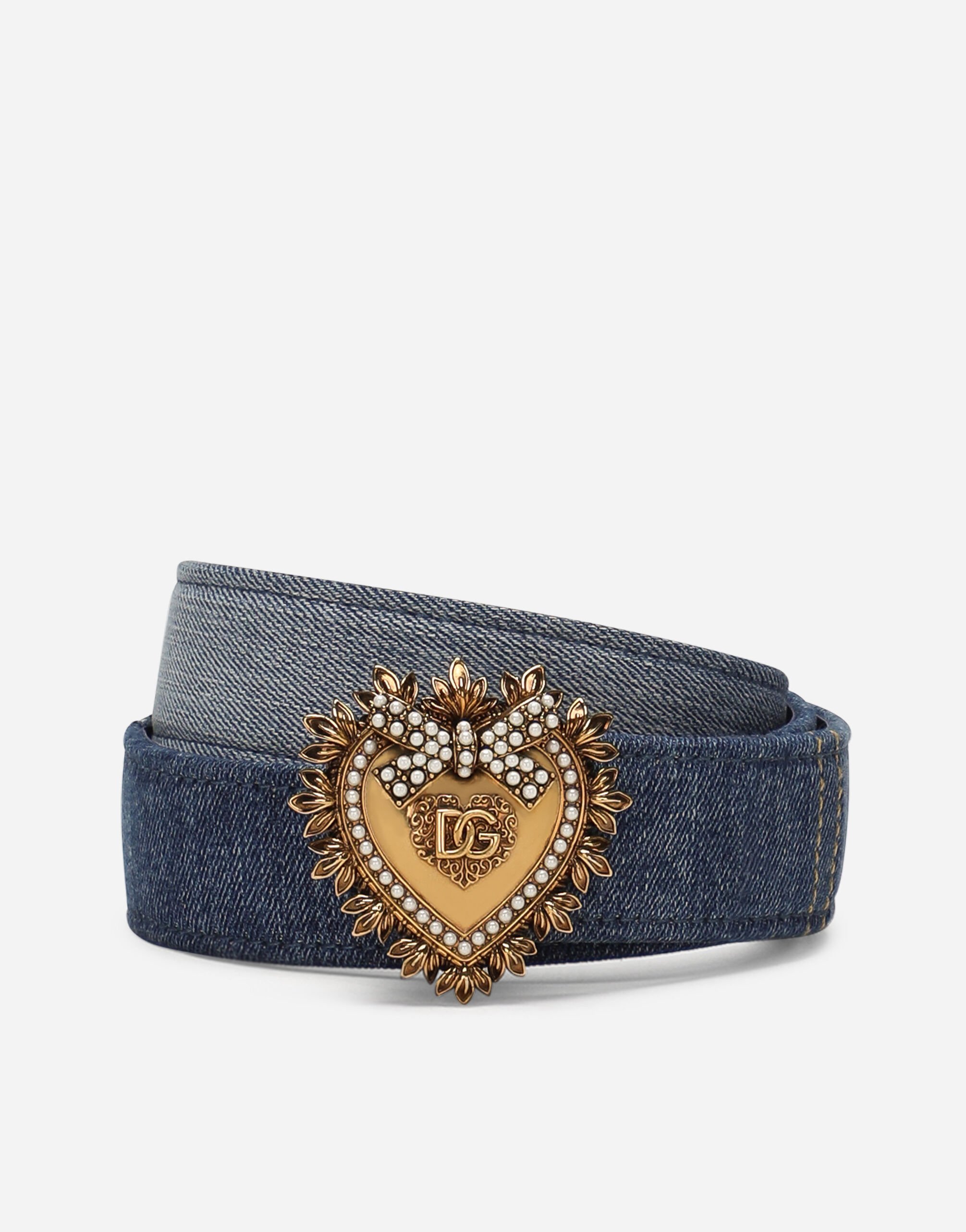Dolce&Gabbana Devotion belt in patchwork denim Blue BE1517A2Y54