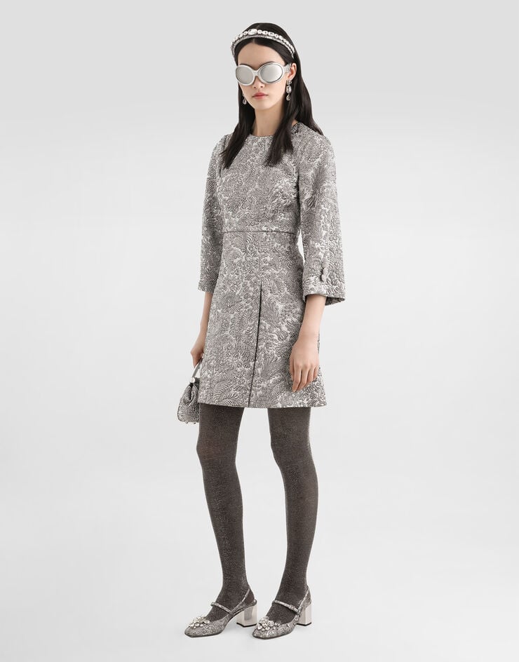Dolce & Gabbana Floral lamé jacquard dress Silver F6TZIZFJZAL