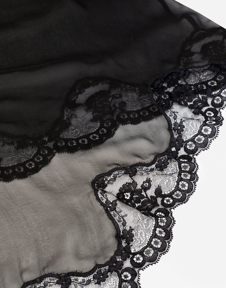 Dolce&Gabbana Long silk chiffon dress with lace body Negro F6DKITFU1AT