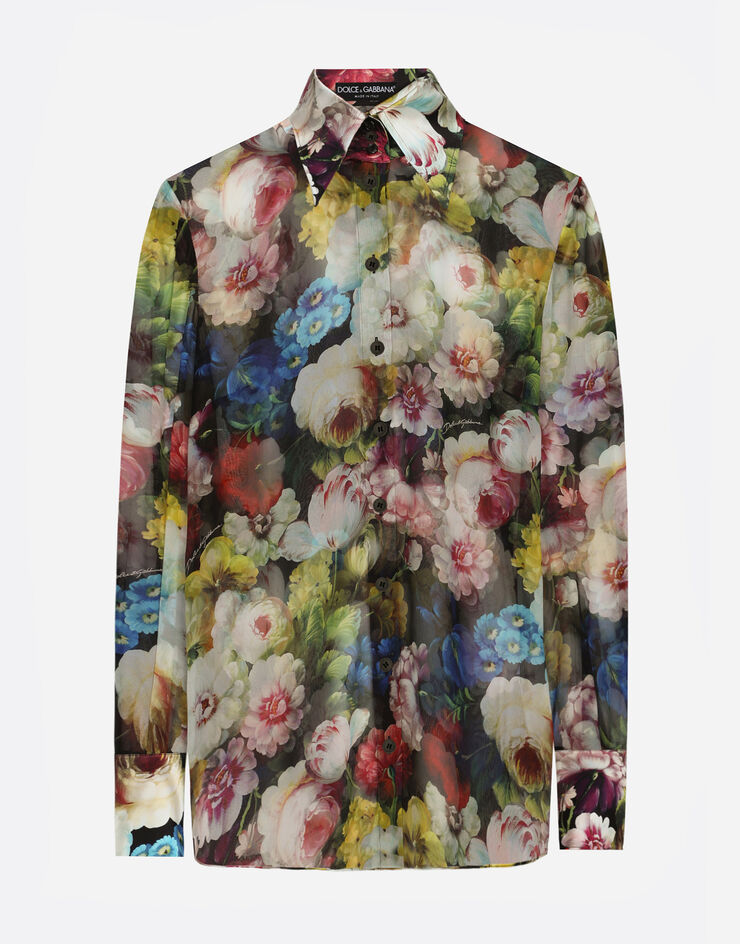 Dolce & Gabbana Bluse aus Chiffon Nachtblumen-Print Print F5R08TIS1SR