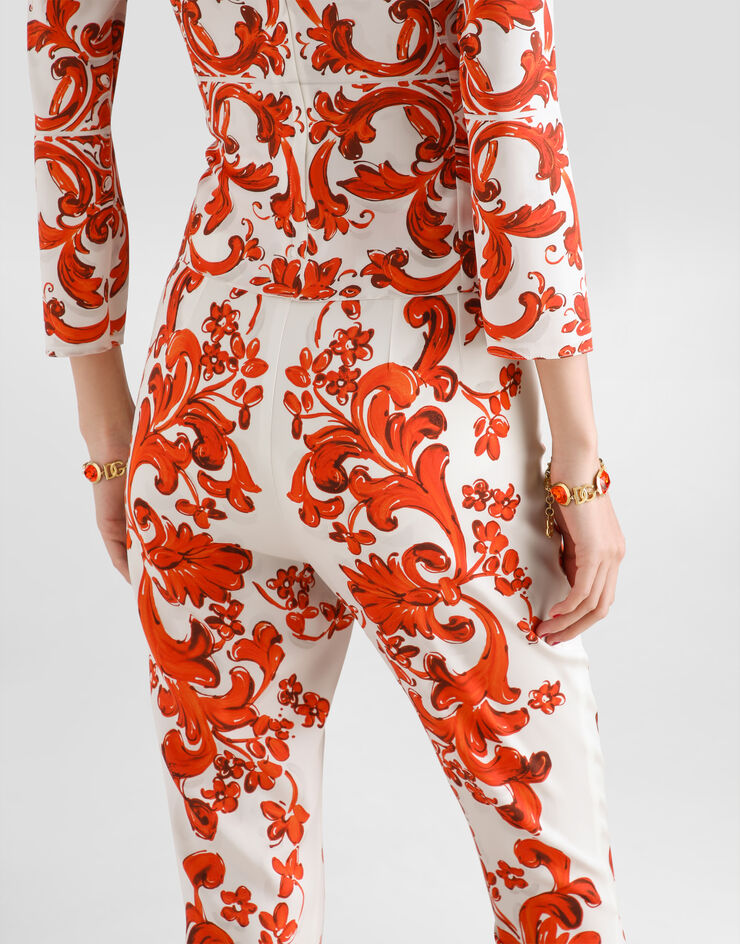 Dolce & Gabbana Majolica-print charmeuse leggings Multicolor FTDJ0TGDDRJ