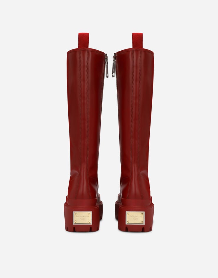 Dolce & Gabbana Bottes en cuir de veau brossé Rouge CT0947AI402