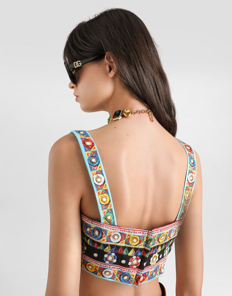Dolce & Gabbana Carretto-print cotton top Dolce & Gabbana Carretto-print cotton top Multicolor F7BR2TGDDTD