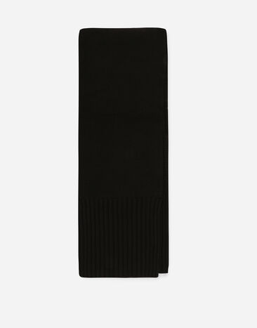 Dolce & Gabbana DG 로고 자수 캐시미어 스카프 블랙 FXR10ZJAWZ9
