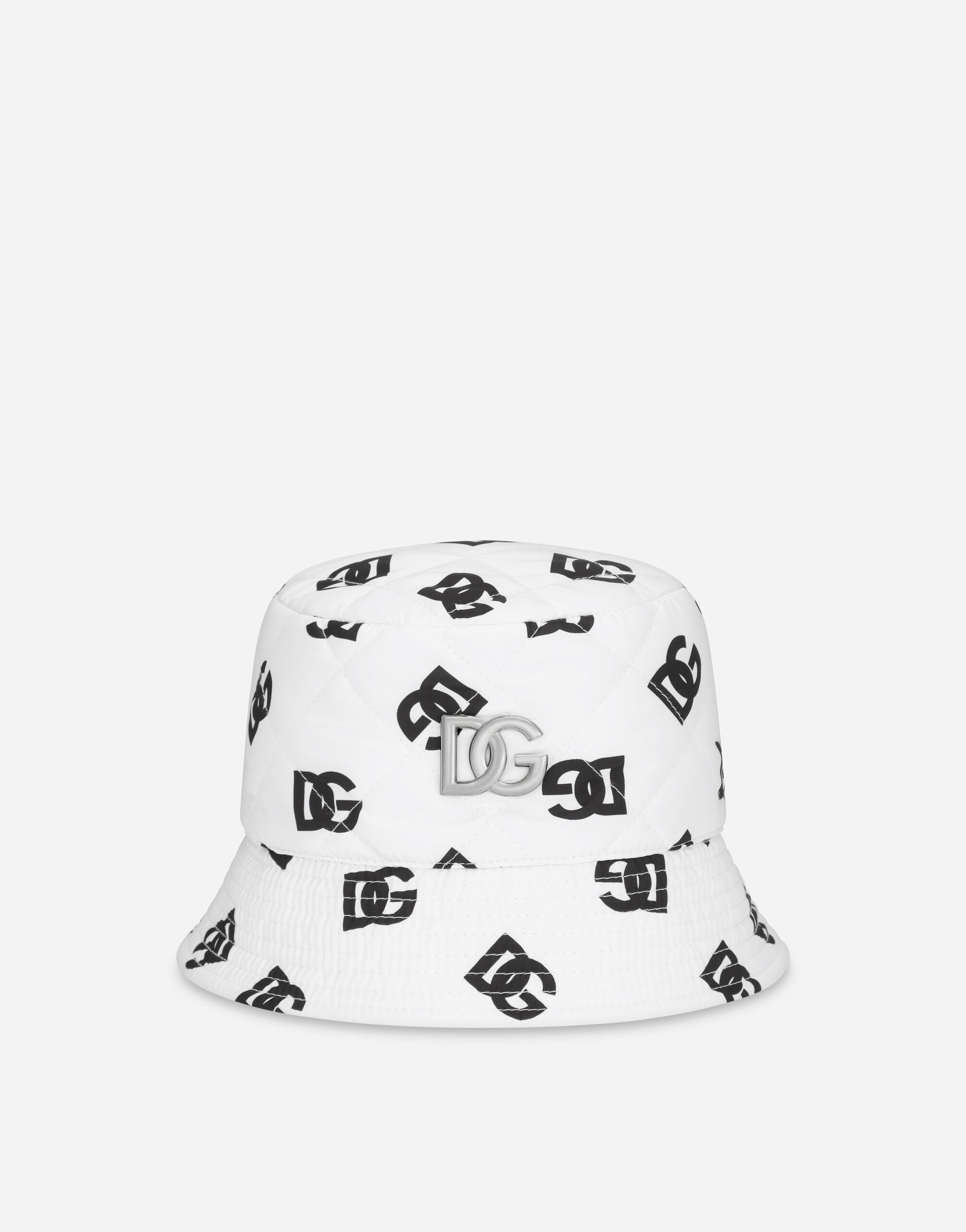 Dolce&Gabbana Nylon bucket hat with DG logo print Brown FXL68TJFMU9
