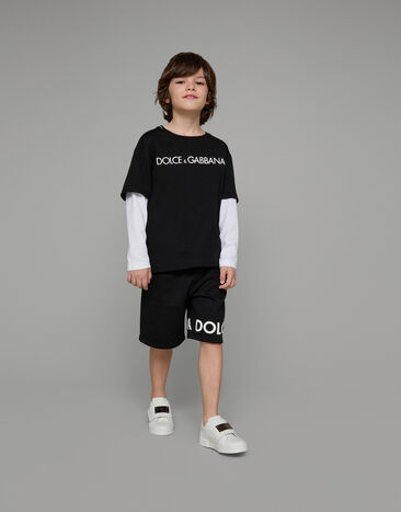 Dolce & Gabbana Long-sleeved jersey T-shirt with logo print Multicolor L4JTCYG7KK1