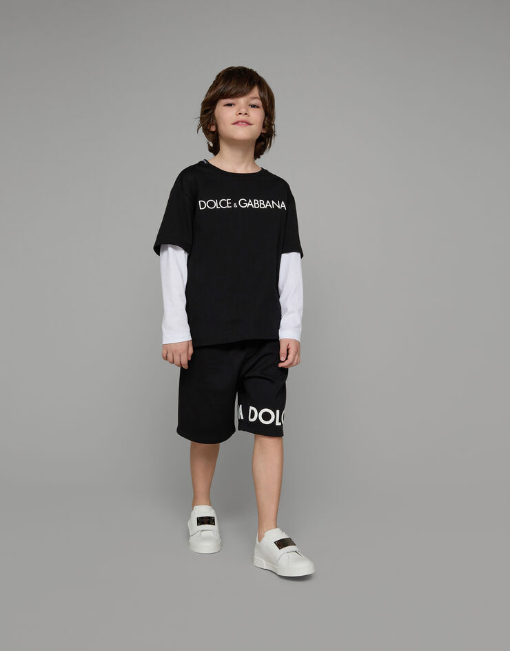 Dolce & Gabbana Long-sleeved jersey T-shirt with logo print Multicolor L4JTCYG7KK1