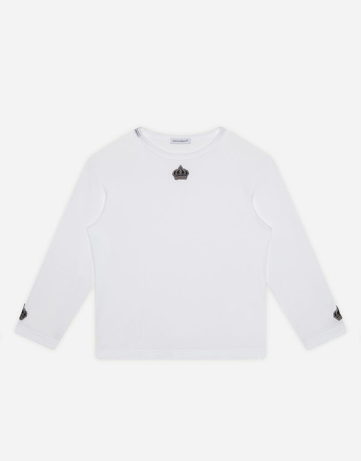 Dolce & Gabbana Long-sleeved t-shirt with crown patch БЕЛЫЙ L4JTATG7VEE