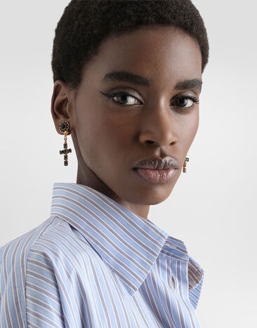 Dolce & Gabbana Boucles d’oreilles pendantes avec croix Noir WEQ4S3W1111