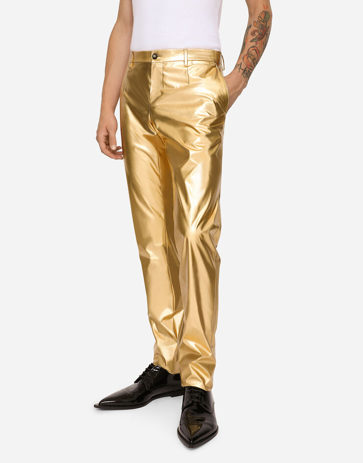 Dolce & Gabbana Double-breasted Sicilia suit in laminated fabric Gold GKGJMTFUSIG