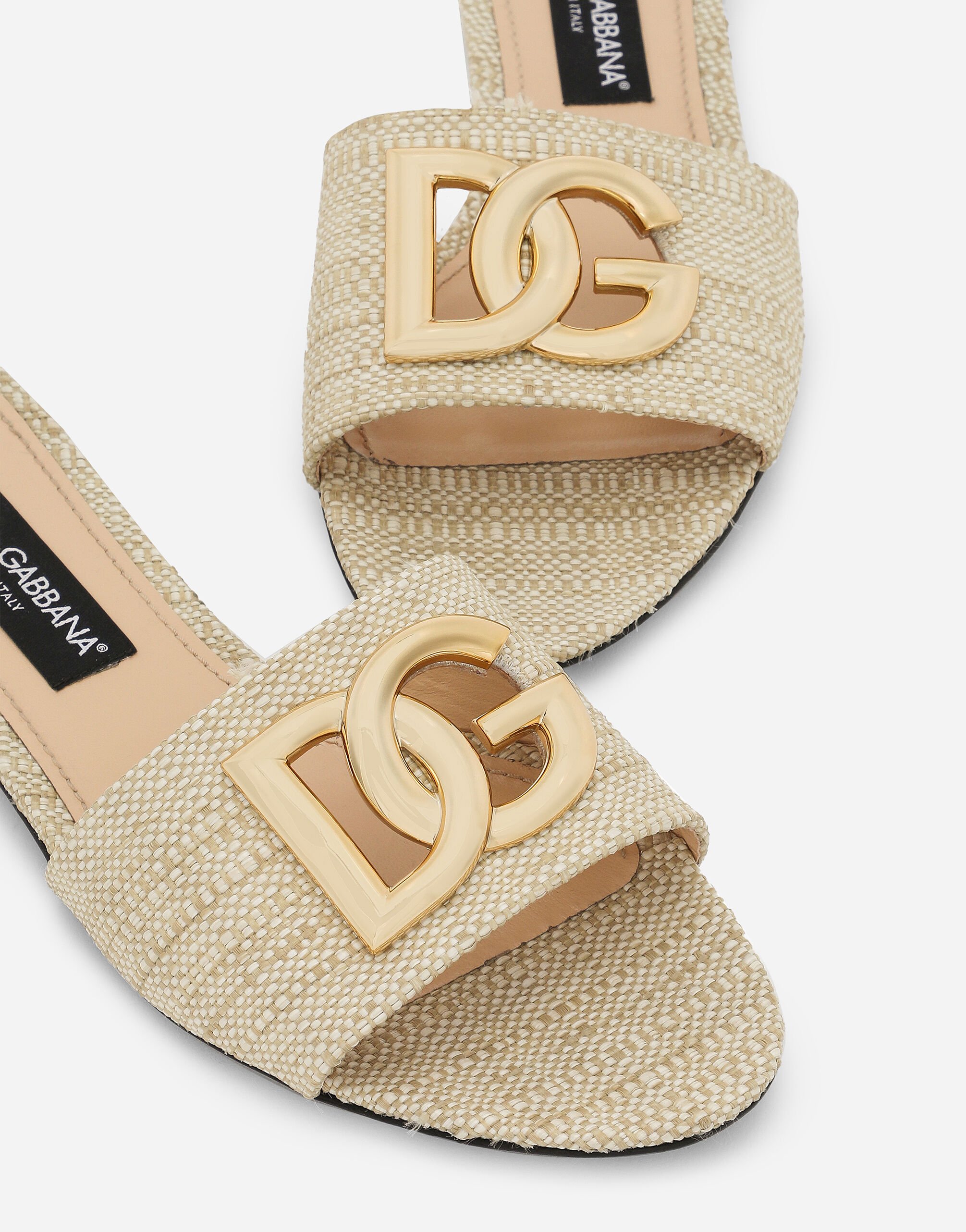 Raffia sliders in Beige for Women | Dolce&Gabbana® US