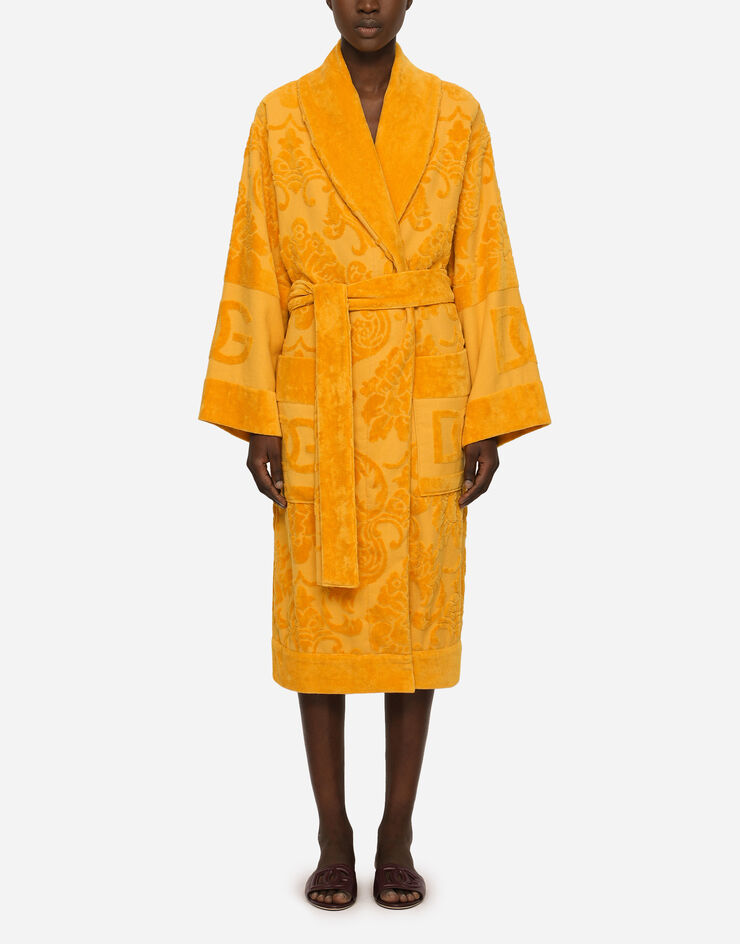 Dolce & Gabbana Bath Robe in Terry Cotton Jacquard Multicolor TCF009TCAGM