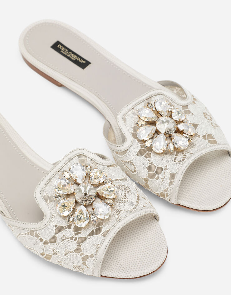 Dolce & Gabbana Lace rainbow slides with brooch detailing Grey CQ0023AG667
