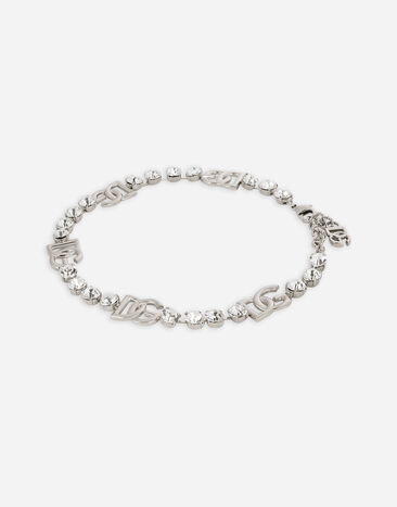 Dolce & Gabbana KIM DOLCE&GABBANA Rhinestone necklace with DG logo Silver WNO4S7W1111