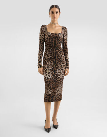 Dolce & Gabbana Leopard-print fitted dress Print F6TYGTFSRKI
