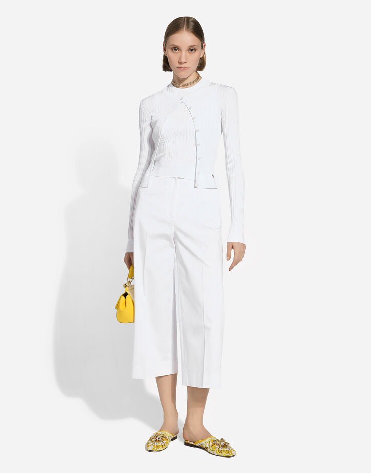 Dolce & Gabbana DGロゴメタルピン リブビスコース カーディガン  White FXV24TJFMDH