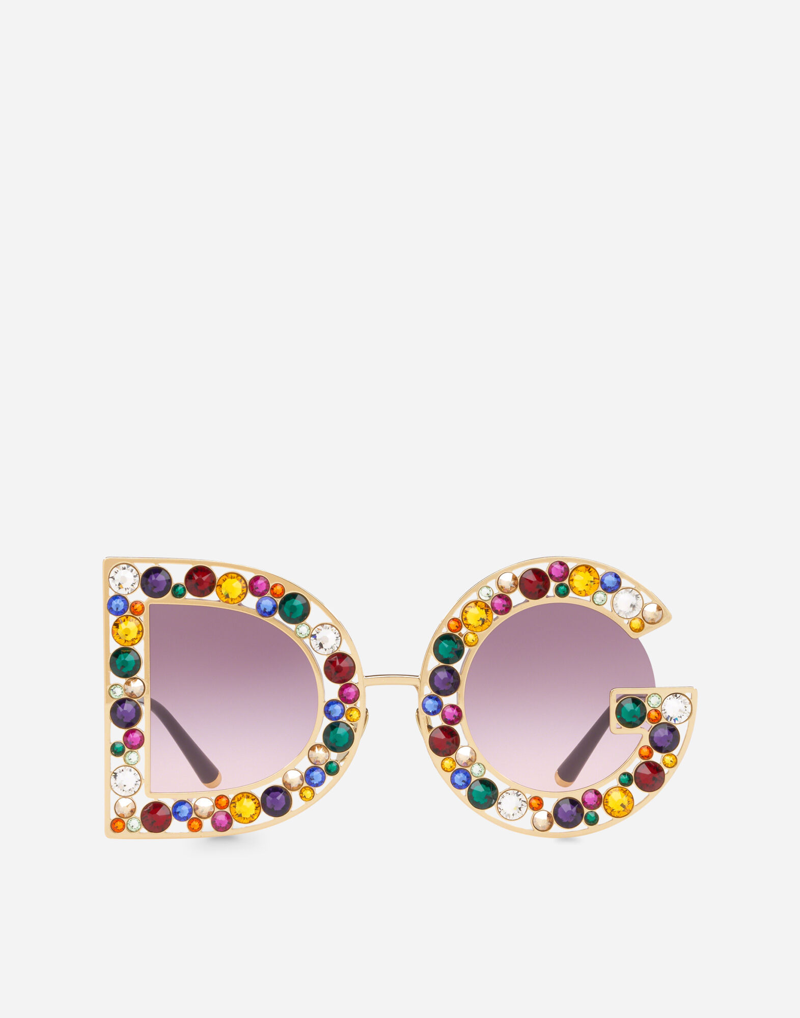 DG Crystal sunglasses in SHINY GOLD AND MULTICOLOR CRYSTALS for