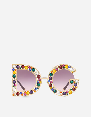Dolce & Gabbana Lunettes de soleil DG crystal Or Brillant et Cristaux Multicolores VG2230VM27W