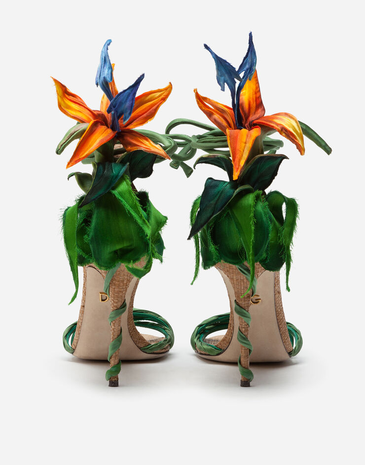 Dolce & Gabbana Satin sandals with bird of paradise embroidery MULTICOLORED CR1037AX983