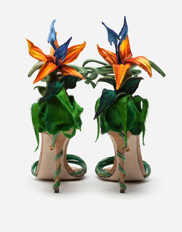Dolce & Gabbana Satin sandals with bird of paradise embroidery MULTICOLORE CR1037AX983