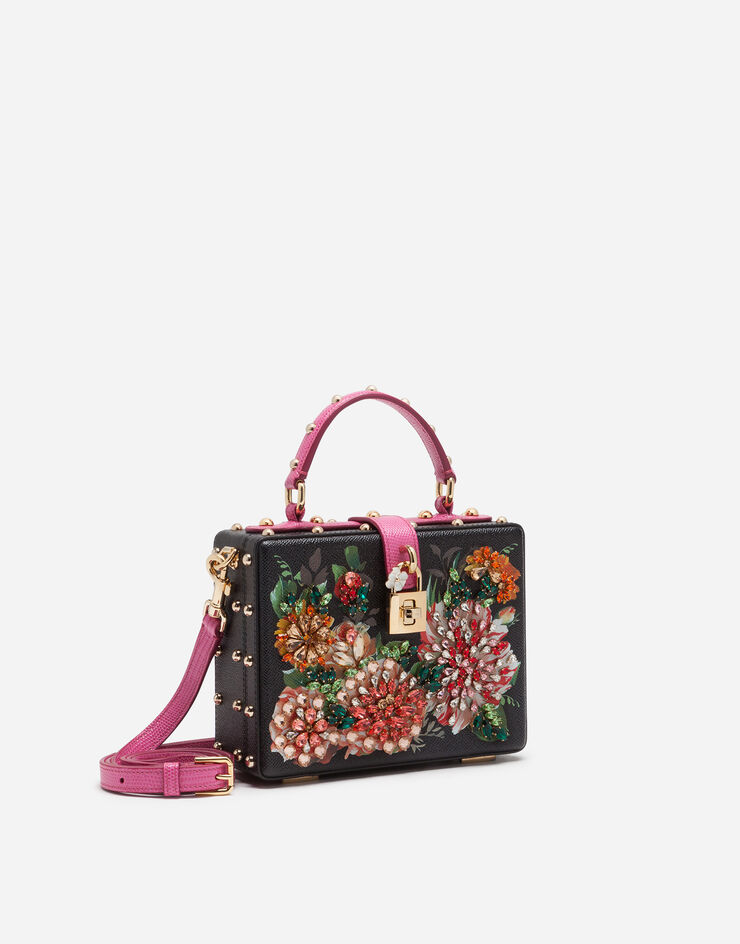 Dolce & Gabbana Dolce Box bag in printed dauphine calfskin with embroidery Floral Print BB5970AK033