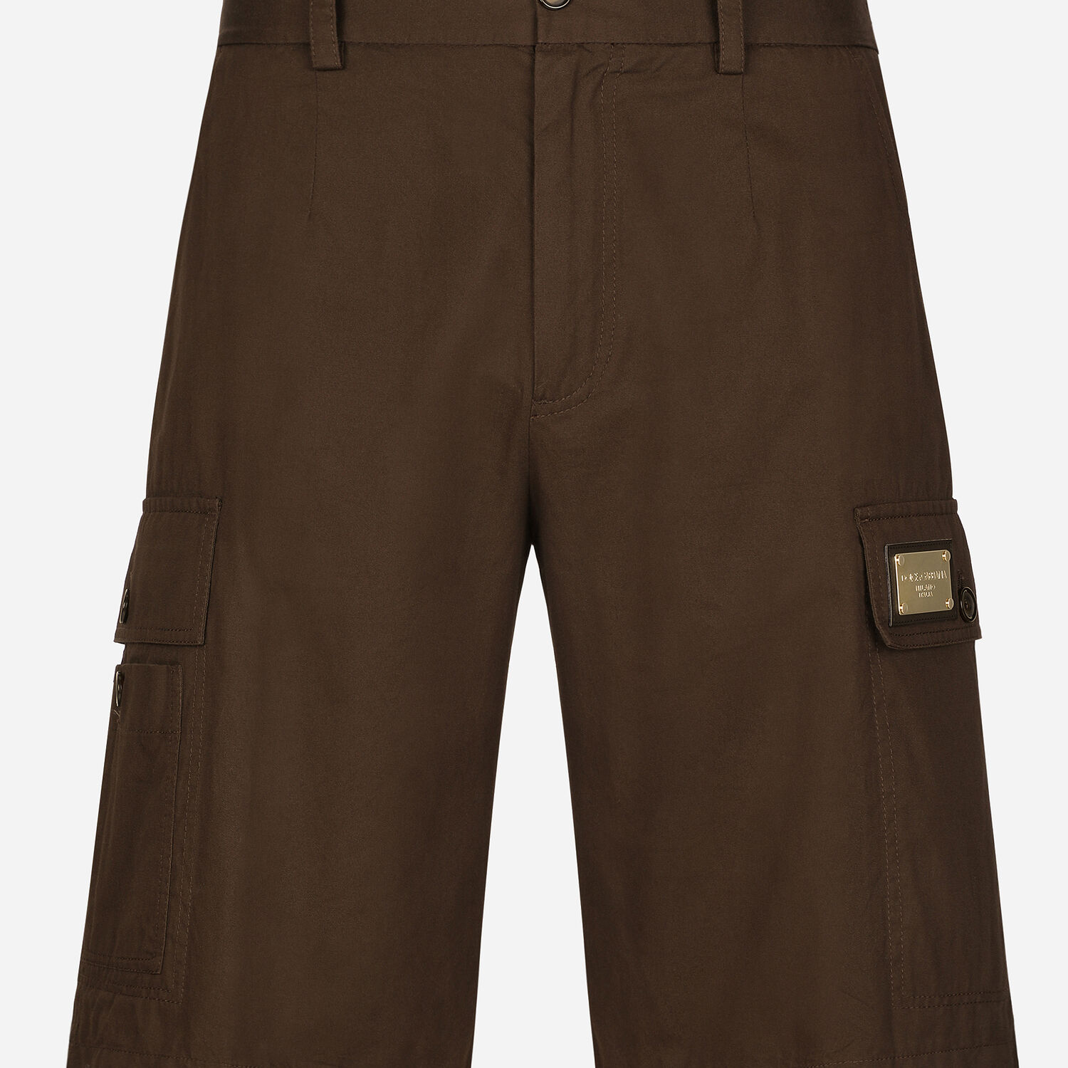 Cotton gabardine cargo Bermuda shorts with brand plate in Brown for |  Dolce&Gabbana® US