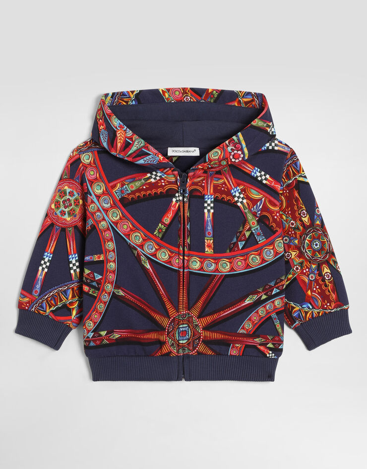 Dolce & Gabbana Carretto-print cotton hooded sweatshirt Multicolor L1JWOAHS7RG