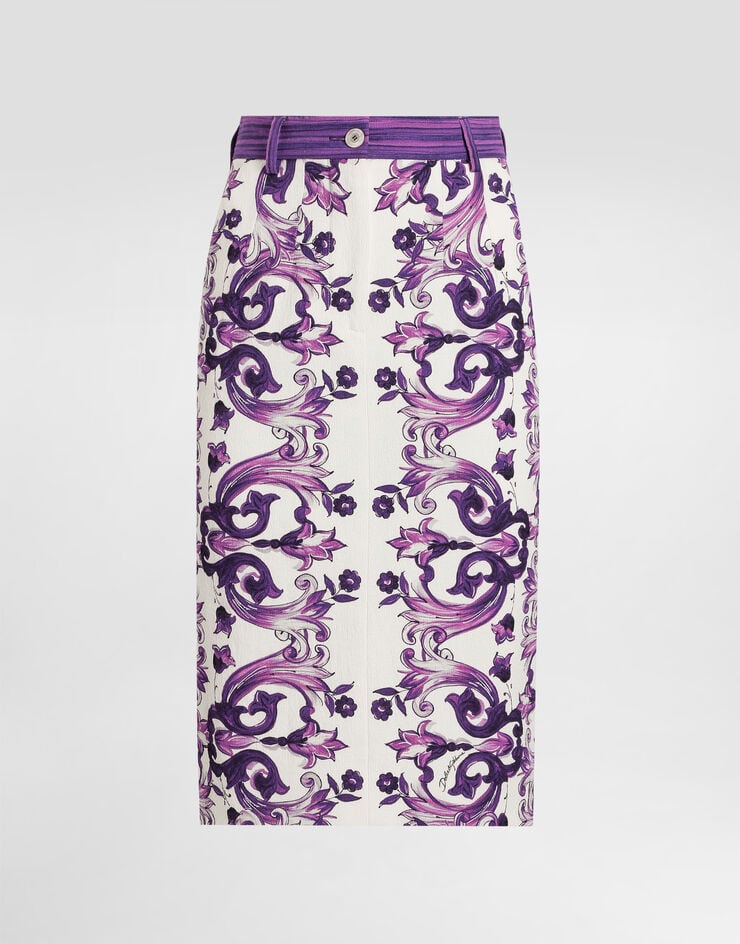 Dolce & Gabbana Midirock mit Majolika-Print Multicolor F4C5KTFPR0O
