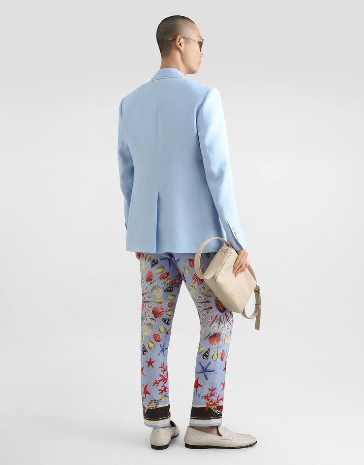 Dolce & Gabbana Sicilia single-breasted linen jacket Azure G2UR6TFU4JB