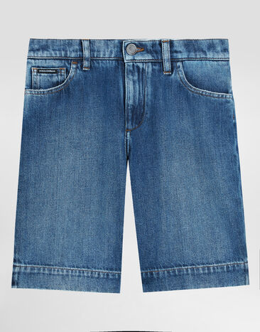Dolce & Gabbana 5-pocket denim shorts with Dolce&Gabbana logo Grey L4JPJPG7N2A