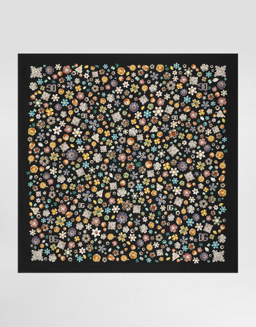 Dolce & Gabbana Foulard 90 x 90 en sergé de soie Multicolore FN090RGDDAX