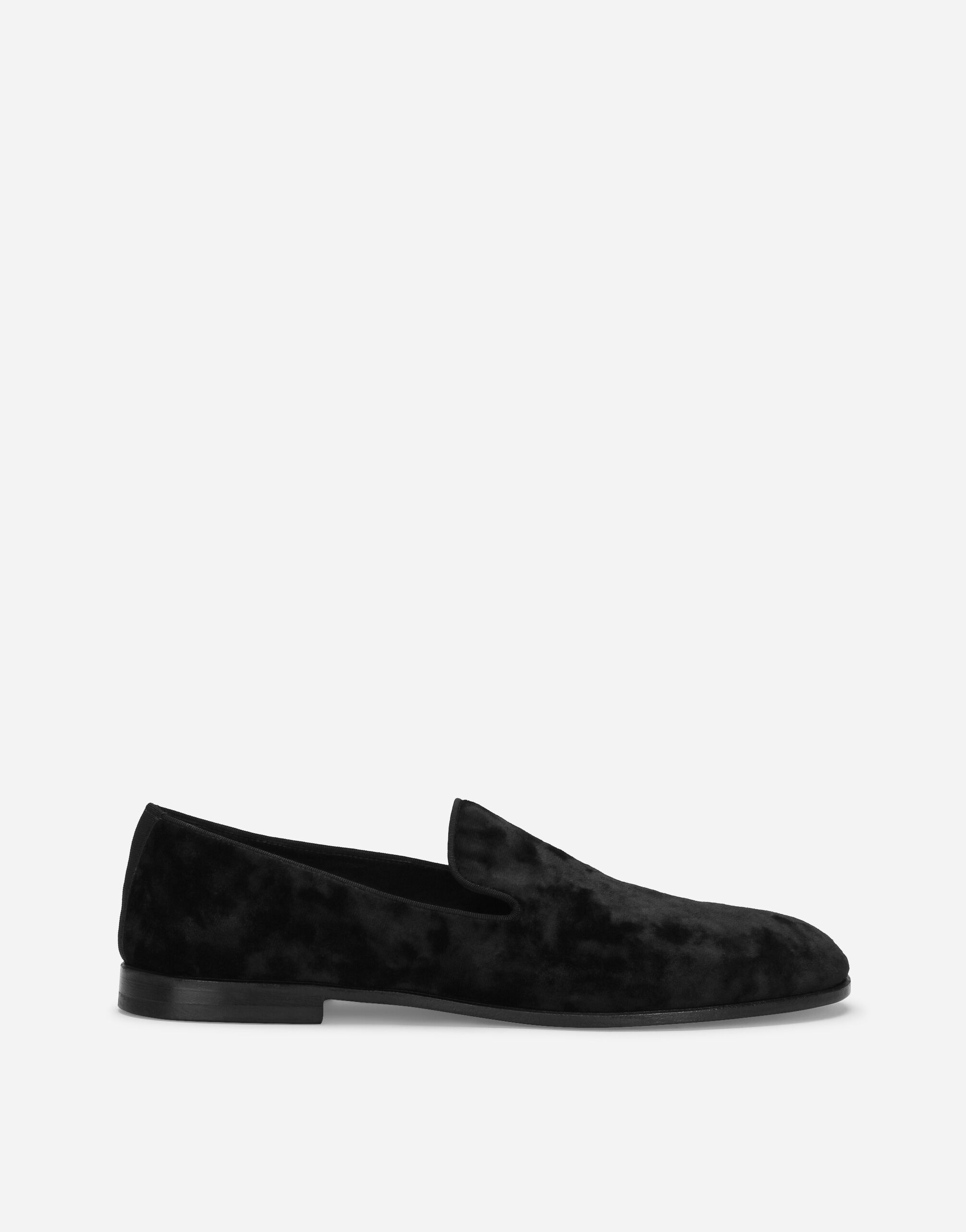 Dolce & Gabbana Slipper aus Samt Schwarz A10782AB640