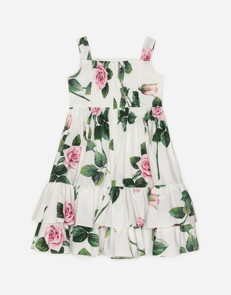 Dolce & Gabbana POPLIN MIDI DRESS WITH TROPICAL ROSE PRINT STAMPA FLOREALE L52DG1HS5GG