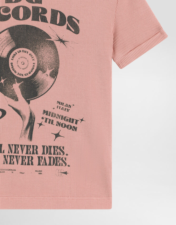 Dolce & Gabbana Cotton t-shirt with print Pink L5JTQSG7PXN