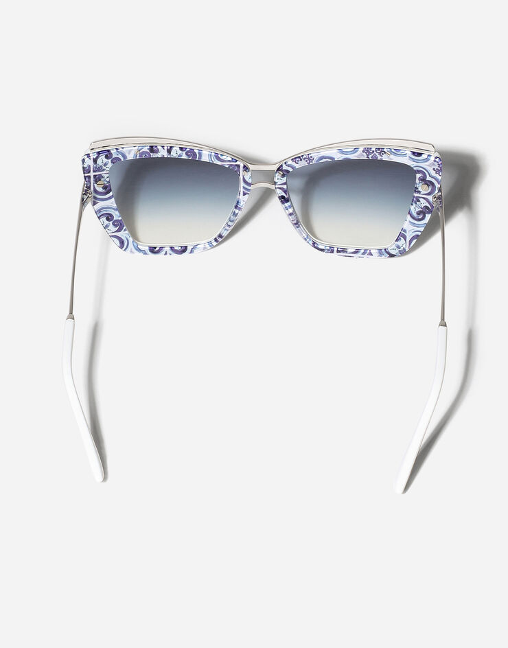 Dolce & Gabbana 메탈 프린트 선글라스 블루 마욜리카 패턴 화이트 VG4472VP119