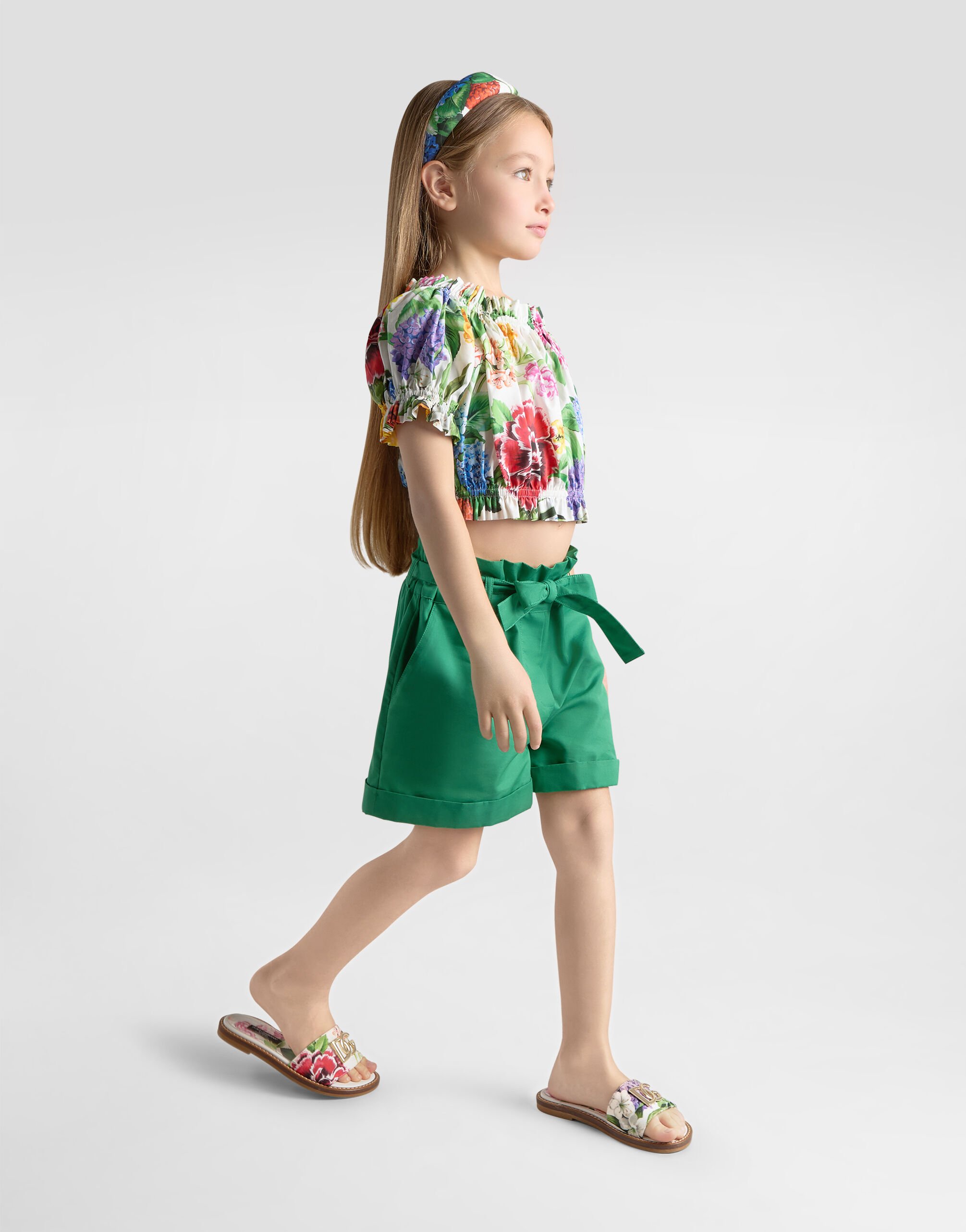 Cotton poplin top with floral print in Print for Girls