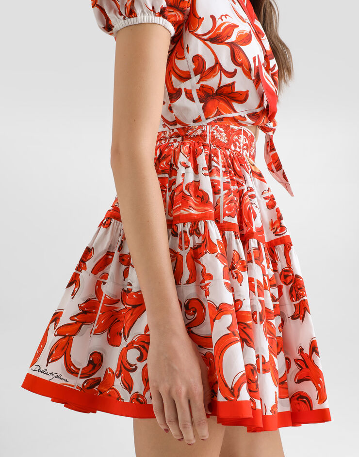 Dolce & Gabbana Majolica-print poplin short skirt Dolce & Gabbana Majolica-print poplin short skirt Multicolor F4CB1TGDDRL