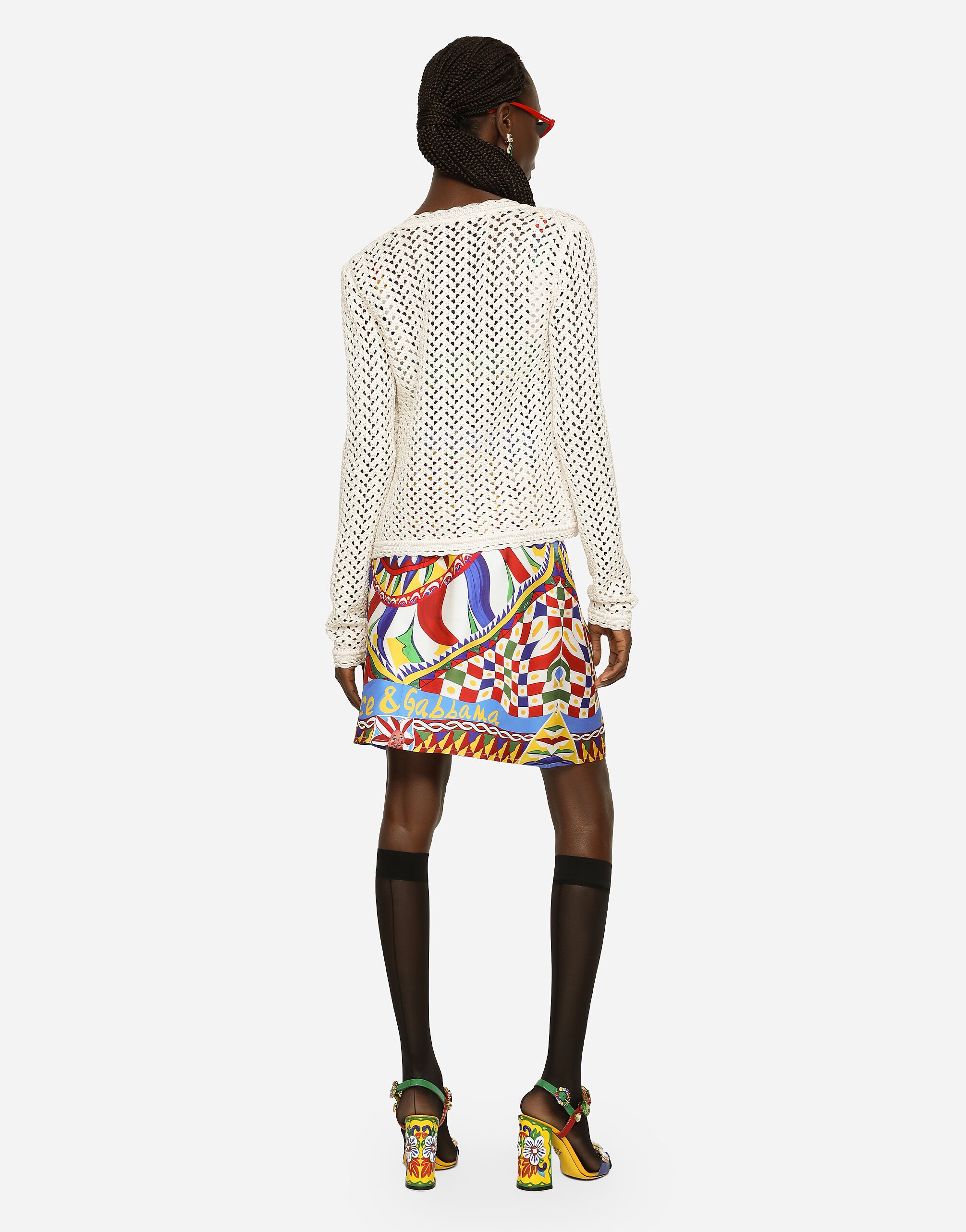 Short crochet jacket in White for Women Dolce Gabbana