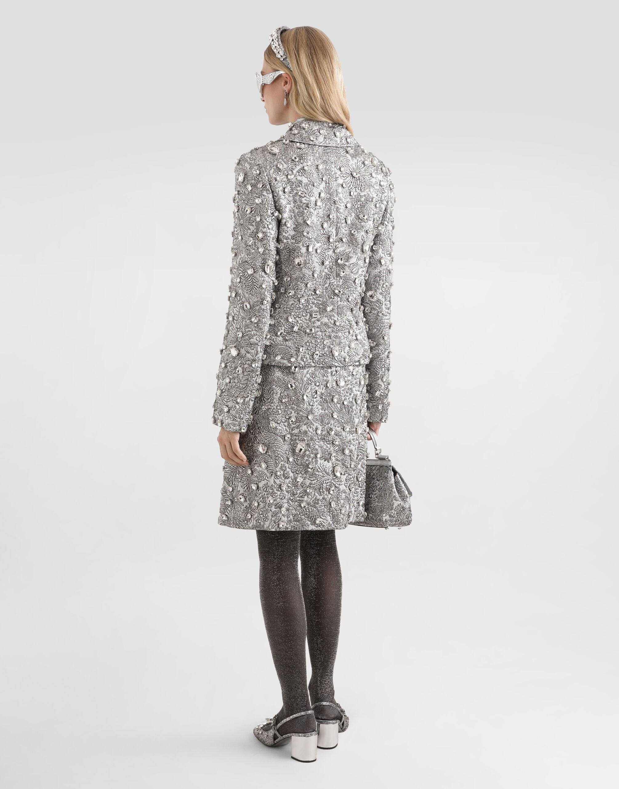 Single-breasted embroidered jacket with stones in Multicolor for