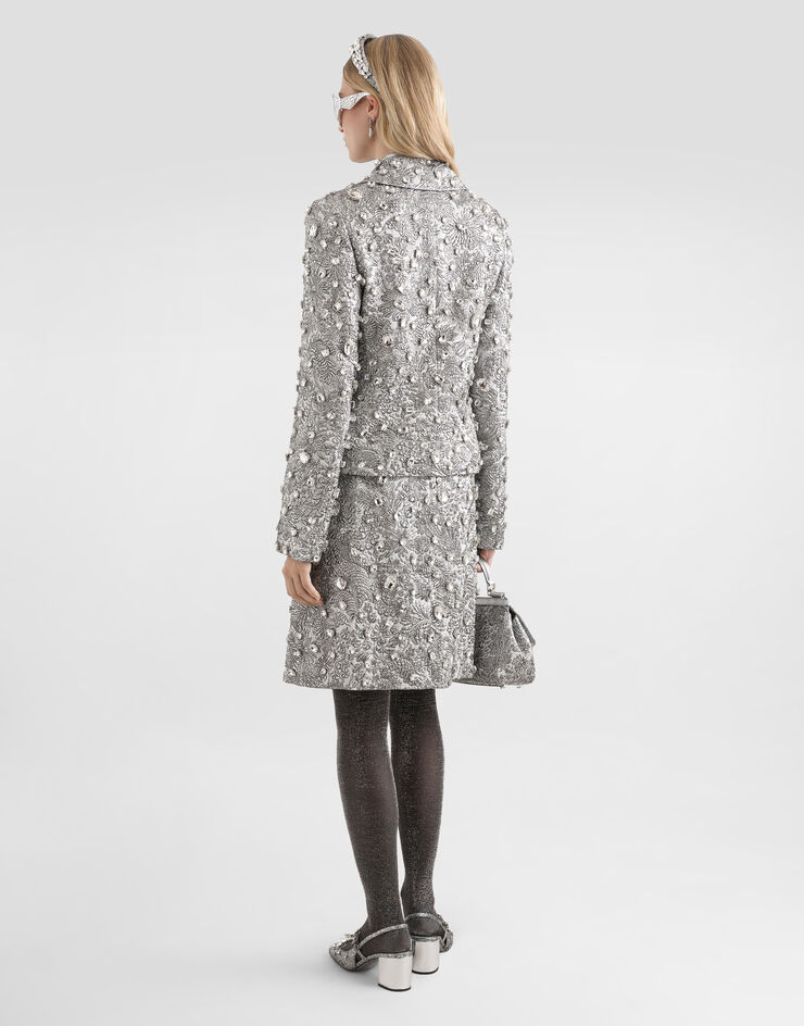 Dolce & Gabbana Single-breasted embroidered jacket with stones Multicolor F29UEZGDDG9