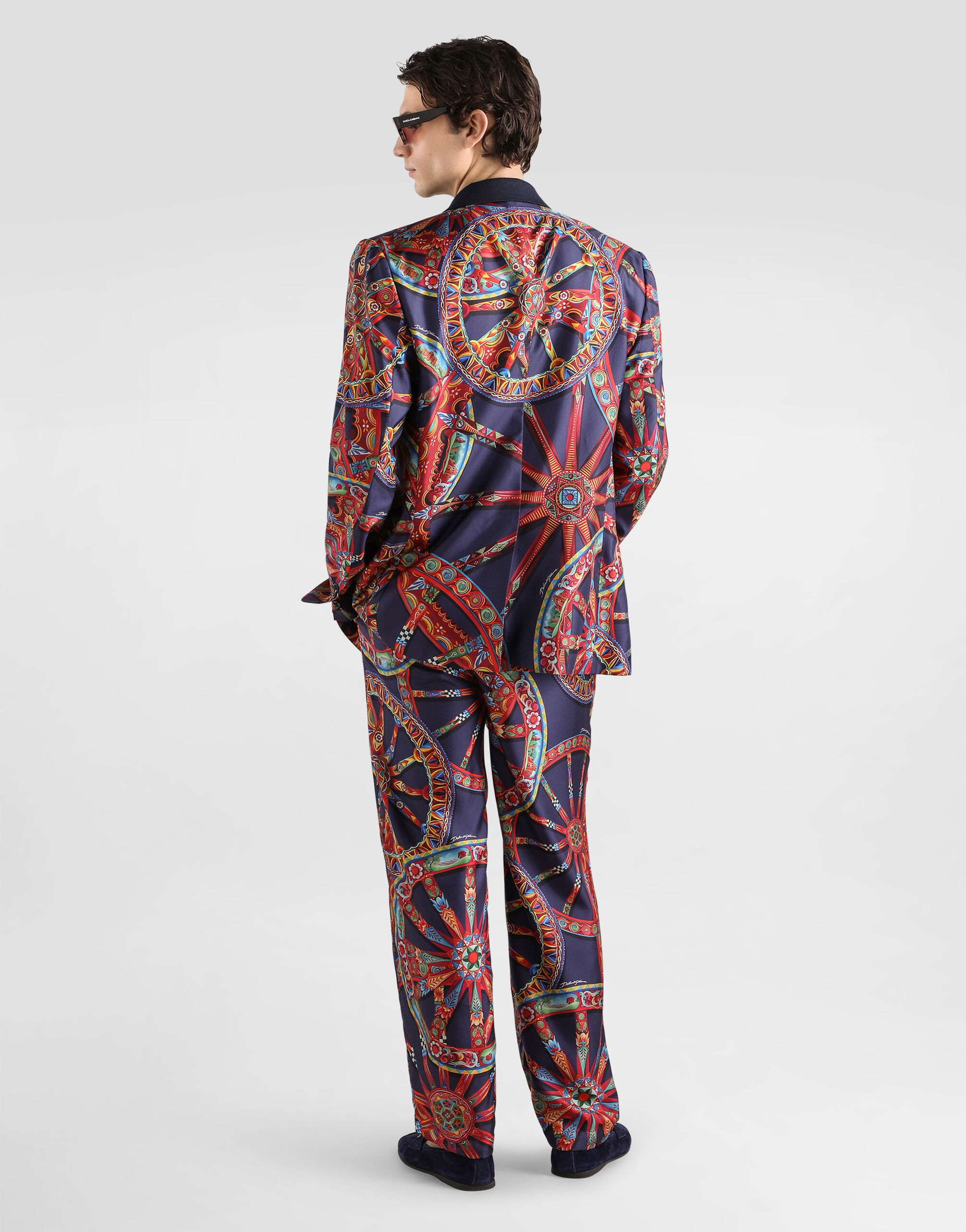 Carretto-print twill jogging trousers in Multicolor for Men