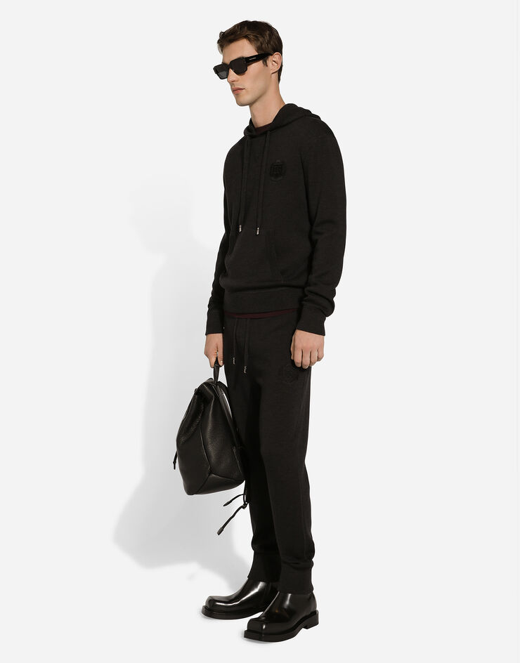 Dolce & Gabbana DG 拼饰真丝与羊毛连帽卫衣 灰 GXV55ZJFMCZ