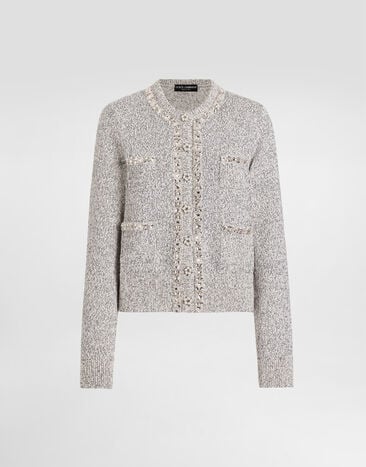 Dolce & Gabbana Cardigan en coton et soie Grey FXVE3ZJGMFC