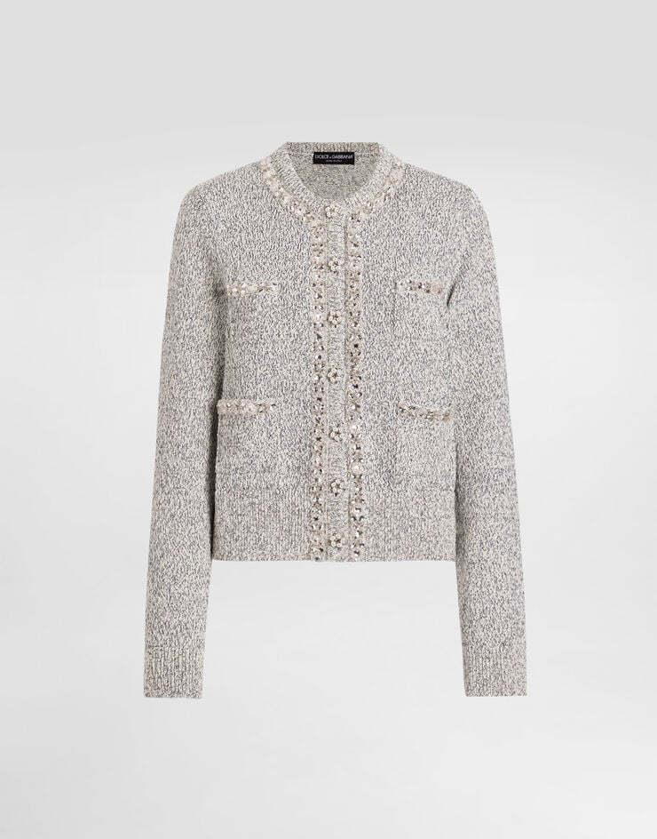 Dolce & Gabbana Cardigan en coton et soie Grey FXVE3ZJGMFC